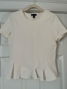 JCrew Ponte Peplum Top, Small, Ivory
